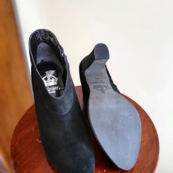 Stack-heeled, Suede Booties - Picture 6 of 7